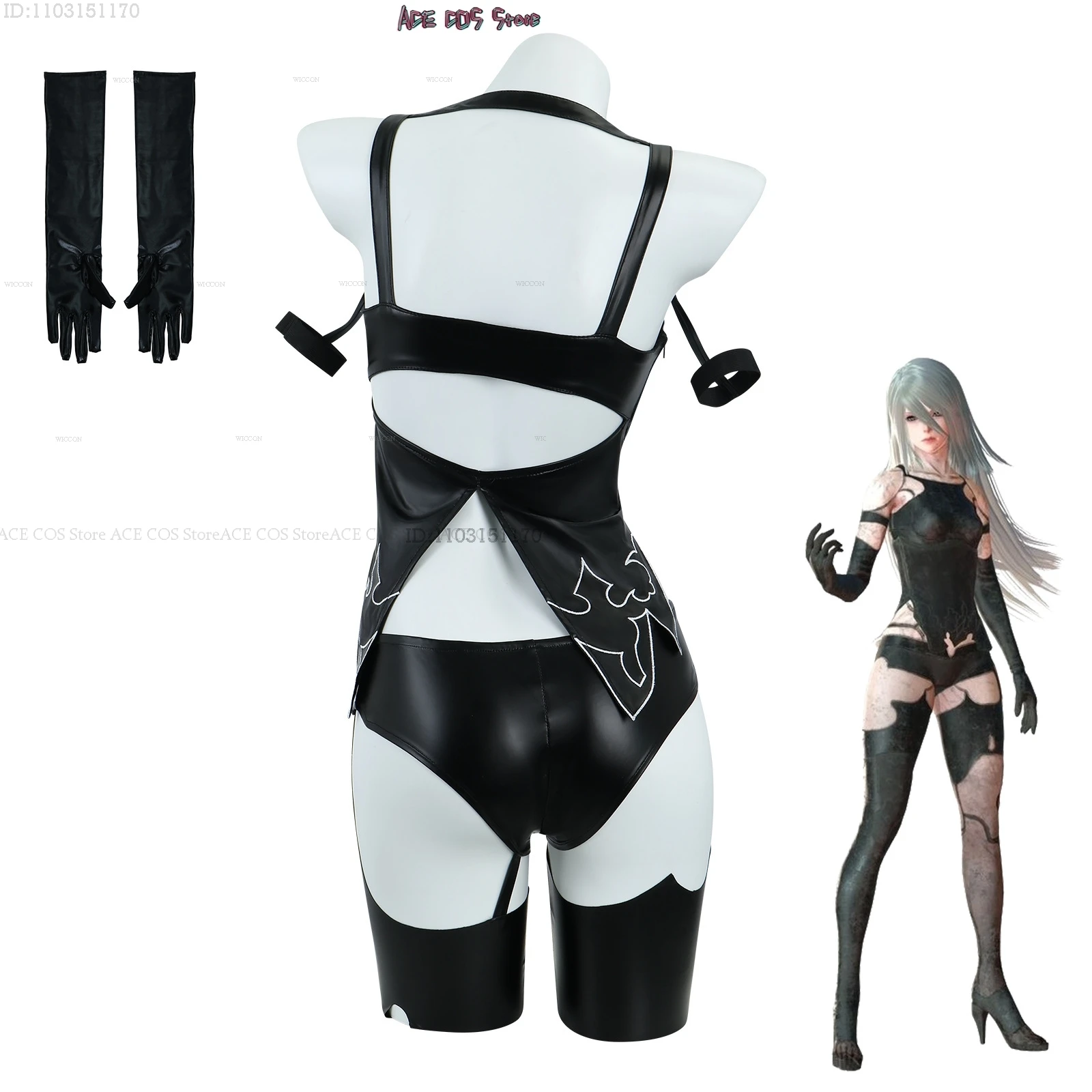 Nier Automata Yorha 2B Косплей Костюм Парик Женский Сексуальный Черный Длинные Волосы