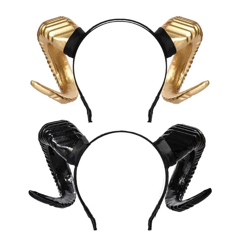 

Halloween Witch Ox Horn Shape Headband Shoot Movie Demon Evil Hair Hoop Greek God Cosplay Party Costume Headpiece