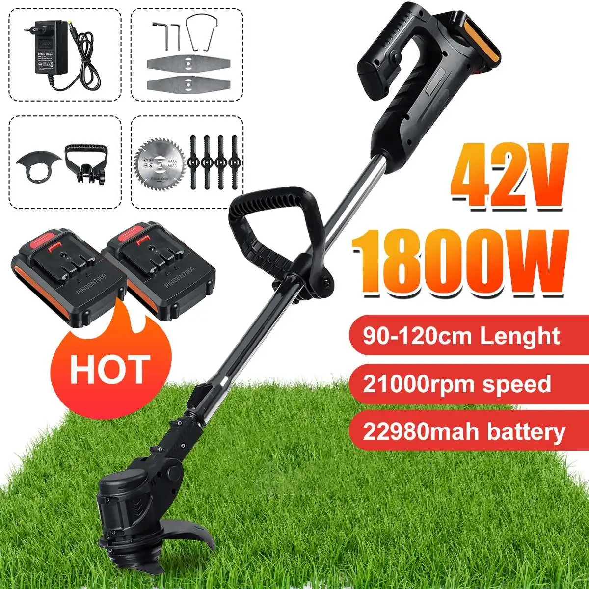 

88V Electric Lawn Mower Rechargeable Li-ion Battery Cordless Grass Trimmer Auto Release Portable Garden Tools Trimming Machine