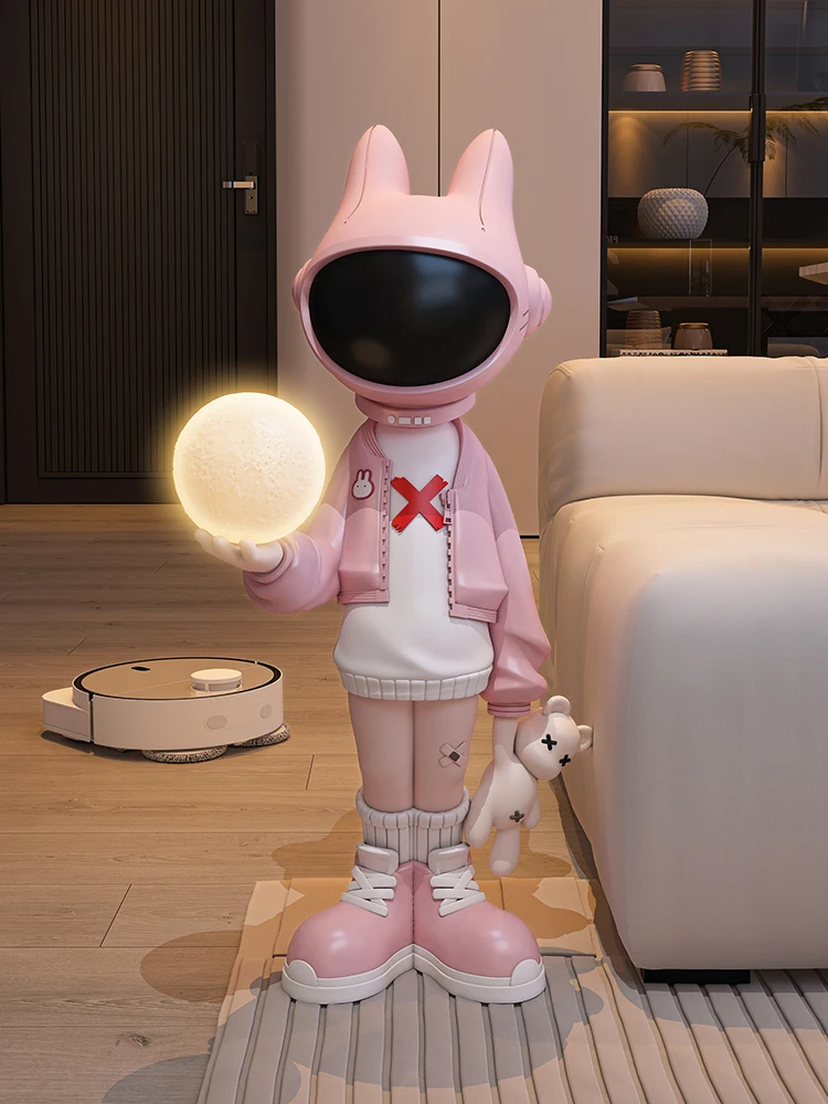 

Новинка креативное интерьерное украшение статуя астронавта девушка скульптура искусственная Роскошная гостиная напольная декоративная лампа большой подарок для дома