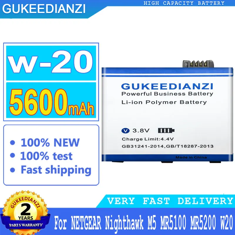 

GUKEEDIANZI Новый W-20 Аккумулятор для NETGEAR Nighthawk M5 MR5100 MR5200 W20 беспроводной маршрутизатор 3,85 В 5600 мАч литиевая батарея