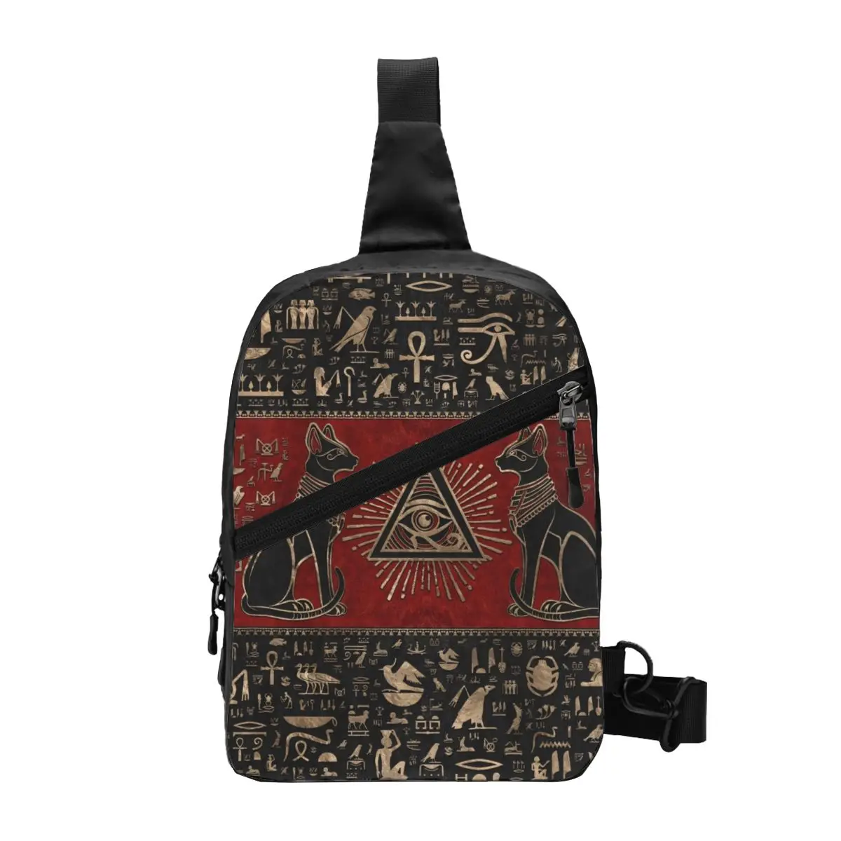 Ancient Egypt Eye Of Horus Sling Chest Bag Egyptian Bastet Cat Shoulder Crossbody Backpack for Men Cycling Camping Daypack