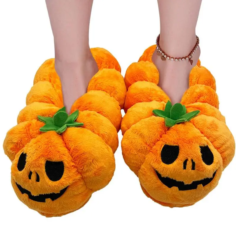 

Pumpkin Shoes Halloween Non-Slip Sole Festive Winter Sandals Cute Winter Warm Halloween Slides Soft Bedroom Shoes