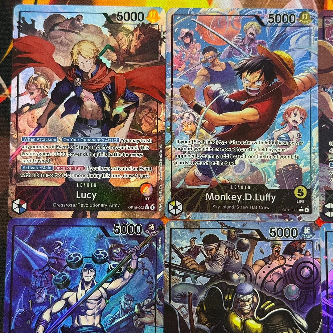 Фото Коллекционная карта DIY English Proxy One Piece Game Card Adventure On Kami’s Island Monkey.D.Luffy Enel Rebecca Brook OPCG 15 №2