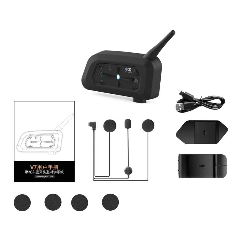 

Motorcycle Bluetooth-compatible Intercom Noise Cancellation Helmet Headset Communication System Handsfree Stereo Music