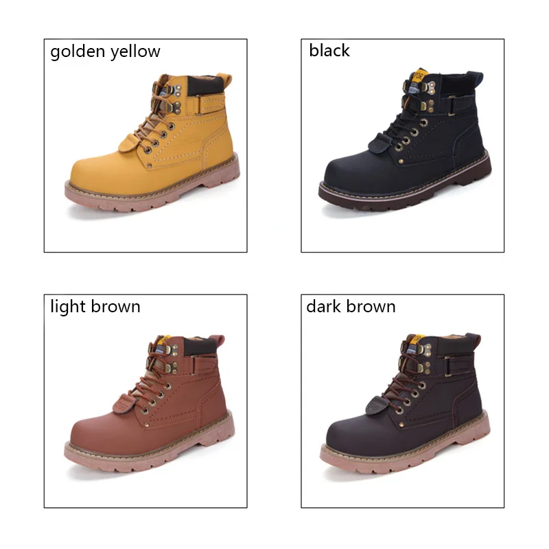 Hiking Shoes High-quality Leather Big Head Non-slip Anti-collision Tooling Shoes Couple Outdoor Leisure  Sneakers Size 35-46