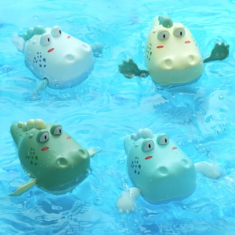 HX5D Wind-Up Crocodile Toy Baby Shower Play Cartoon Row Boat Bathtub Accs Child Favor