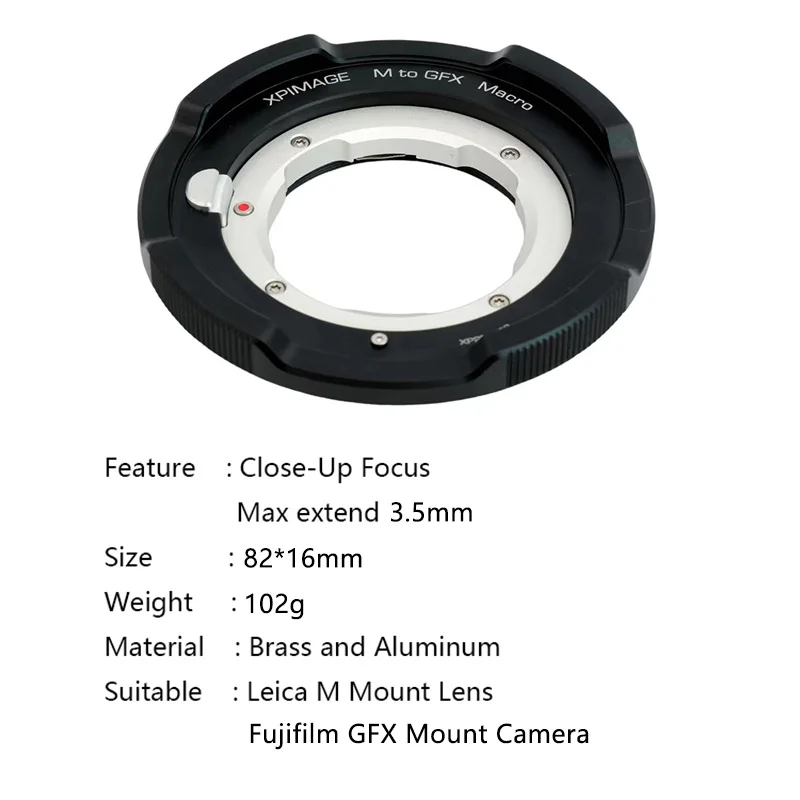 Адаптер макрообъектива XPimage LM-GFX с ручной фокусировкой для объектива Leica M Zeiss ZM