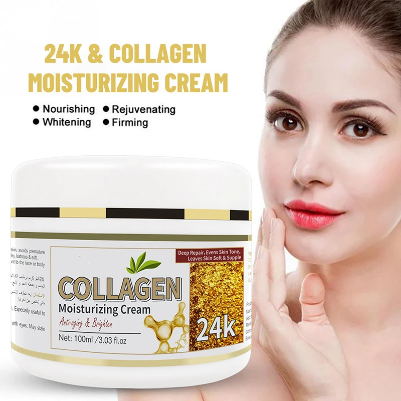 

100ML 24K Collagen Anti-Wrinkle Cream Whitening Moisturizing Power Boost Anti-Aging Facial Brightening Skin Cream Skincare