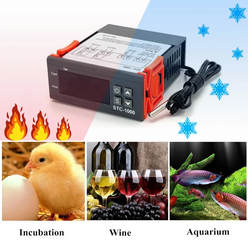 

DC12/24V AC110-220V Greenhouse Nursery Bed Tool Digital Temperature Controller Mini Thermostat Aquarium Sensor