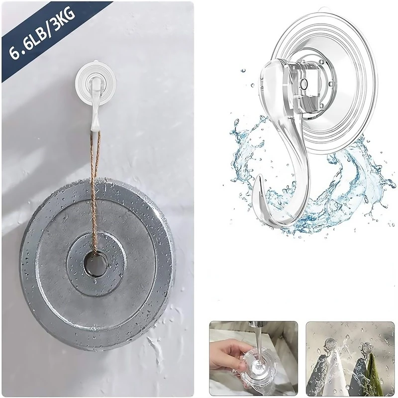 

Suction Cup Hooks Creative Seamless Bathroom Hooks Punch-free Transparent Sticky Hooks Vacuum Suction Door Garland Hooks