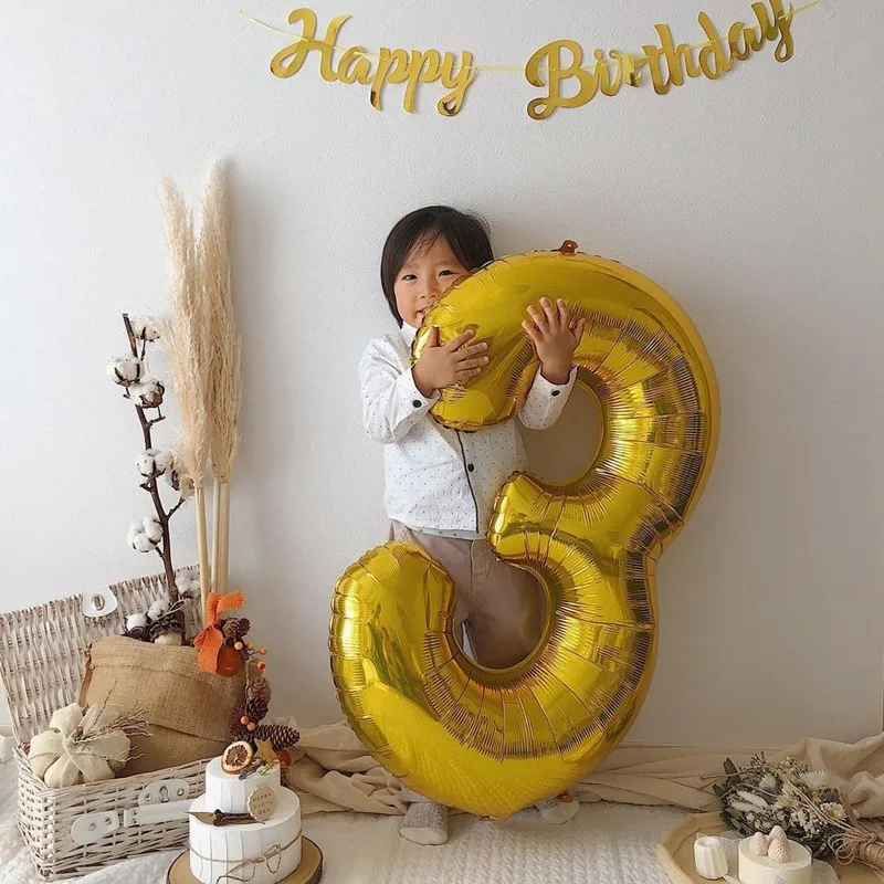 16/32/40inch Gold Foil Number Balloon Air Helium Ballons Kids Boy Girl Birthday Party Decorations 1 2 3 4 5 6 7 Adult Man Woman images - 3
