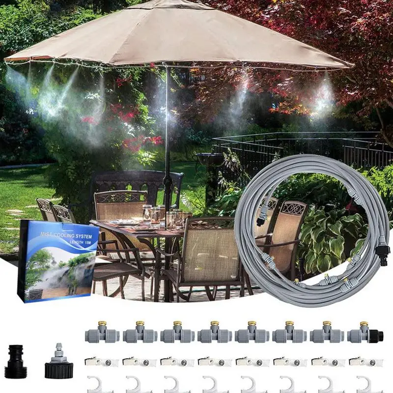 

Misting Cooling System Garden Irrigation Watering Kit Brass Atomizer Nozzle DIY Drip Irrigation System Hose For Patio Greenhouse