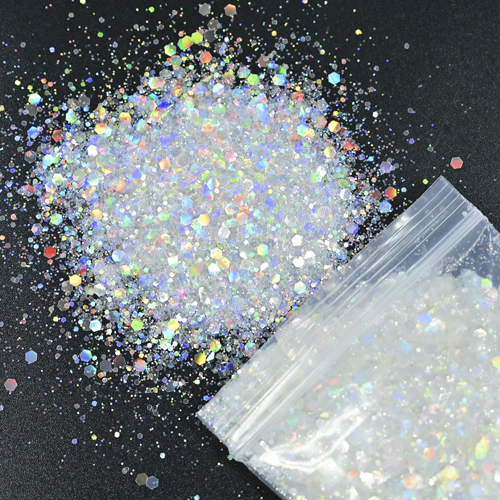 

50g Chunky Glitter Mixed Hexagon Holographic Glitter Iridescent Opal Fairy Drops Nail Glitter Unicorn Manicure Sparkle Sequins %
