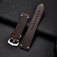 retro genuine leather strap oil wax oily discoloration cowhide leather watchband 18 20 22 24mm high quality business watch band