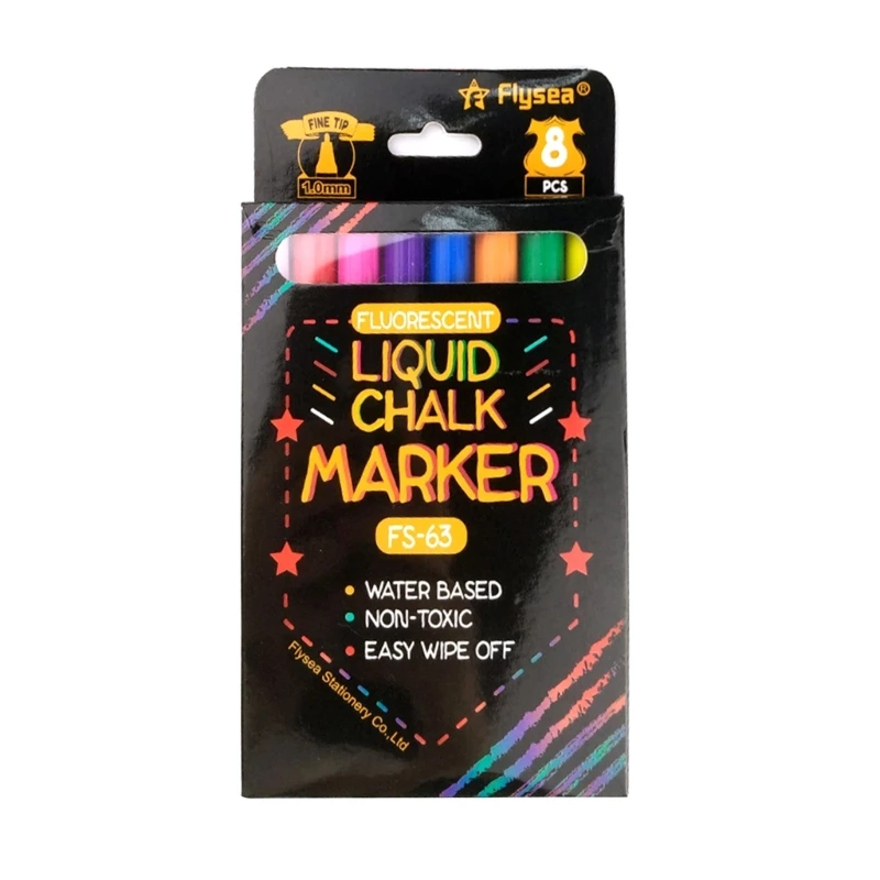 8Pcs Liquid Chalks Marker Fluorescent Highlighter Marker Pen Dry Erasable Pen for Writing Board Blackboards, Whiteboard 40JB