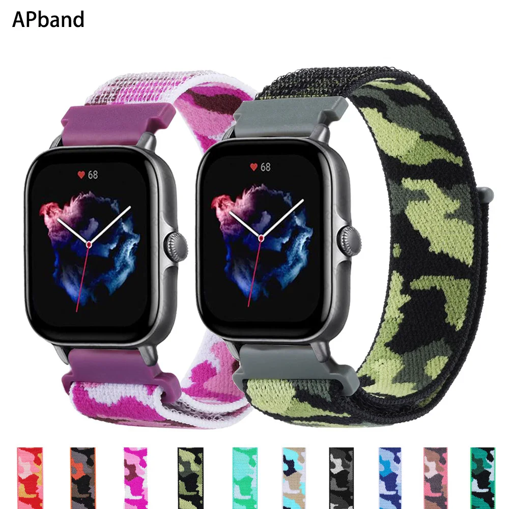 

Нейлоновый ремешок для Amazfit GTS/2/2e/3/GTS2 Mini/GTR 42 мм/47 мм/GTR2/3/Pro strato 20/22 мм, камуфляжный браслет Amazfit bip, нейлоновый ремешок