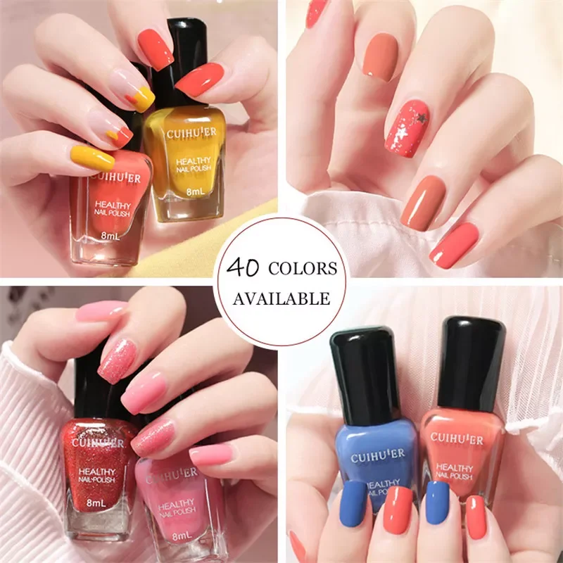 

8ml 40 Colors Nail Polish Normal Without Lamp Art Manicure Semi-permanent Varnish Hybrid Regular Quick Dry Tearable Nail Paint