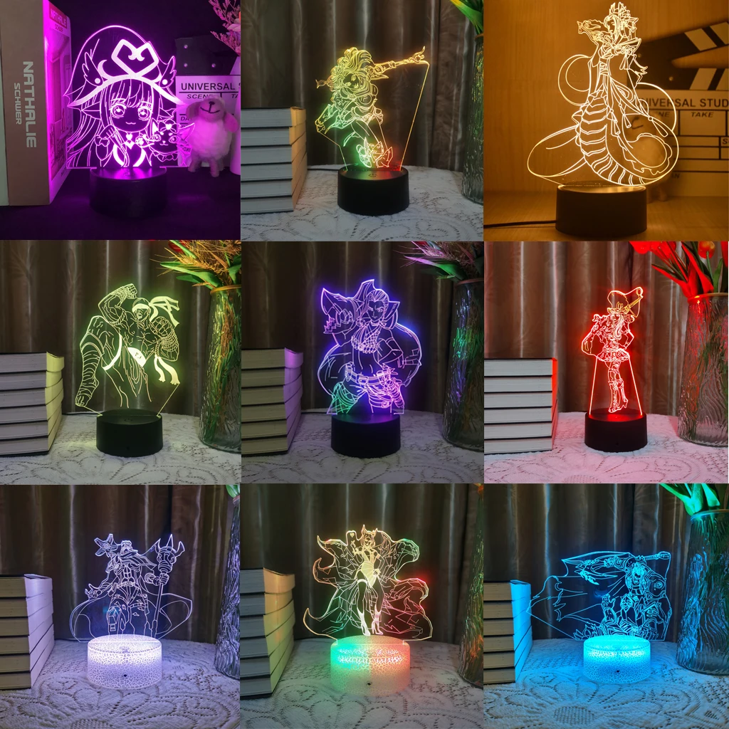 

LOL League of Legends Game Figure Jinx Lulu 3D Led Neon Night Light For Kid Sitting Room Colorful Decor Christmas Ahri Lamp Gift