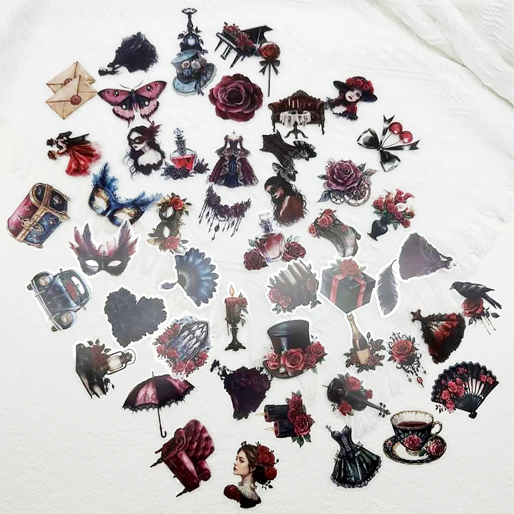 

50 шт., наклейки PickJoy, розы и сундуки с сокровищами