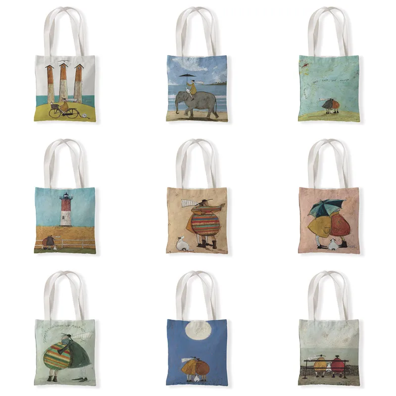 

Creative Vintage Women Shoulder Bag Retro Print Canvas Bag Casual Large-capacity Shopper Bags