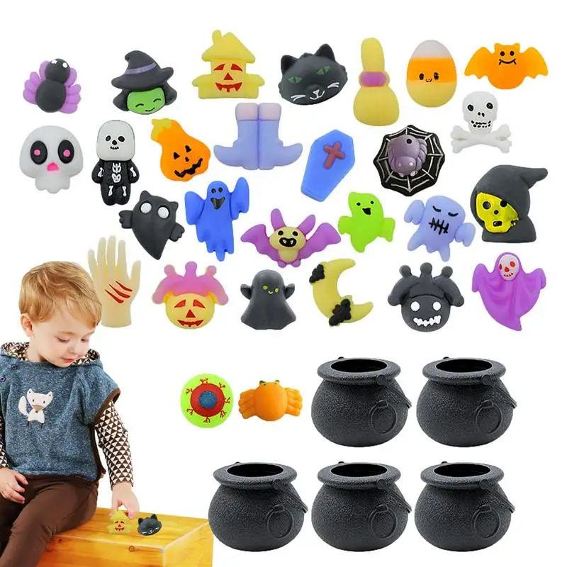 

Squeeze Toys For Kids 33PCS Vivid Expression Halloween Flexible Toys Scary Witch Barrels Ghosts Skeletons Toys Soft Toys For