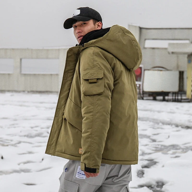 Tooling cotton coat men's winter thickening trend hooded warm cotton suit loose handsome student padded jacket winter coat