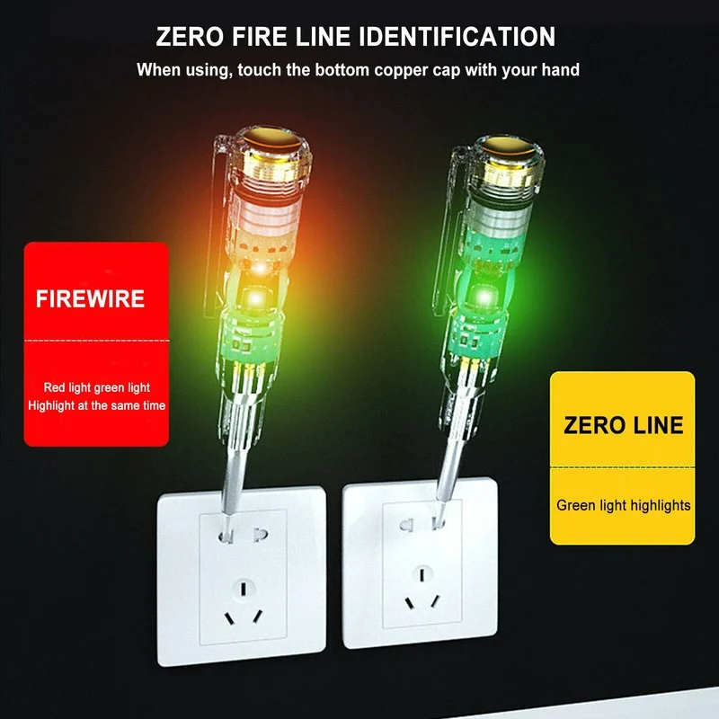 

2pcs LED Electric Test Pen LINE CHECK Electrician Voltage Test Pen 70-250V Voltmeter Circuit Tester Screwdriver Indicator Tool