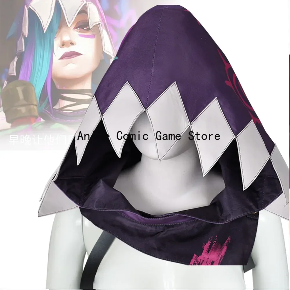 Фото В НАЛИЧИИ Jinx Arcane Косплей Наряд Парик Аниме Игра LoL Фиолетовая Шляпа Аксессуары Наряды Хэллоуин Вечеринка Ролевые Игры Костюм для Женщин №1