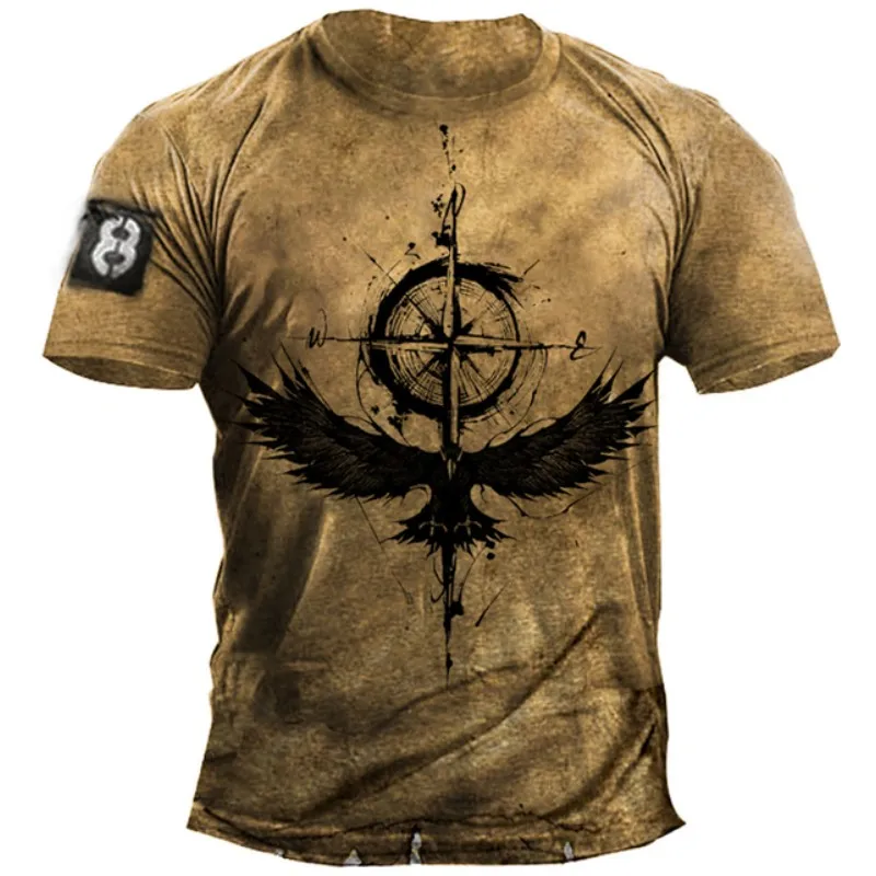 

Summer Men T Shirt 3d Compass Vintage Print Short Sleeve Sailing Anchor Tops Graphic 2023 T Shirt Oversized T Shirt Men Clothing