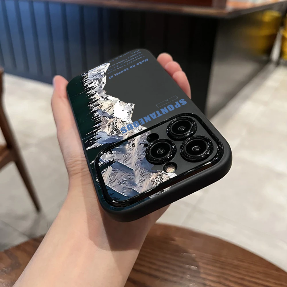 Фото Чехол для телефона Snow Mountain для iPhone 17 Pro Max 16 15 14 13 12 Plus Pro 11, оригинальный, из жидкого силикона, мягкий, противоударный №3