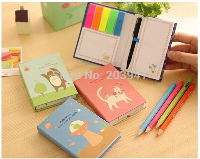 

1pack/lot Cartoon Animals Bear Cats Note Memo Sticky Notes Post Paper Stationery Office School Papeleria Supplies