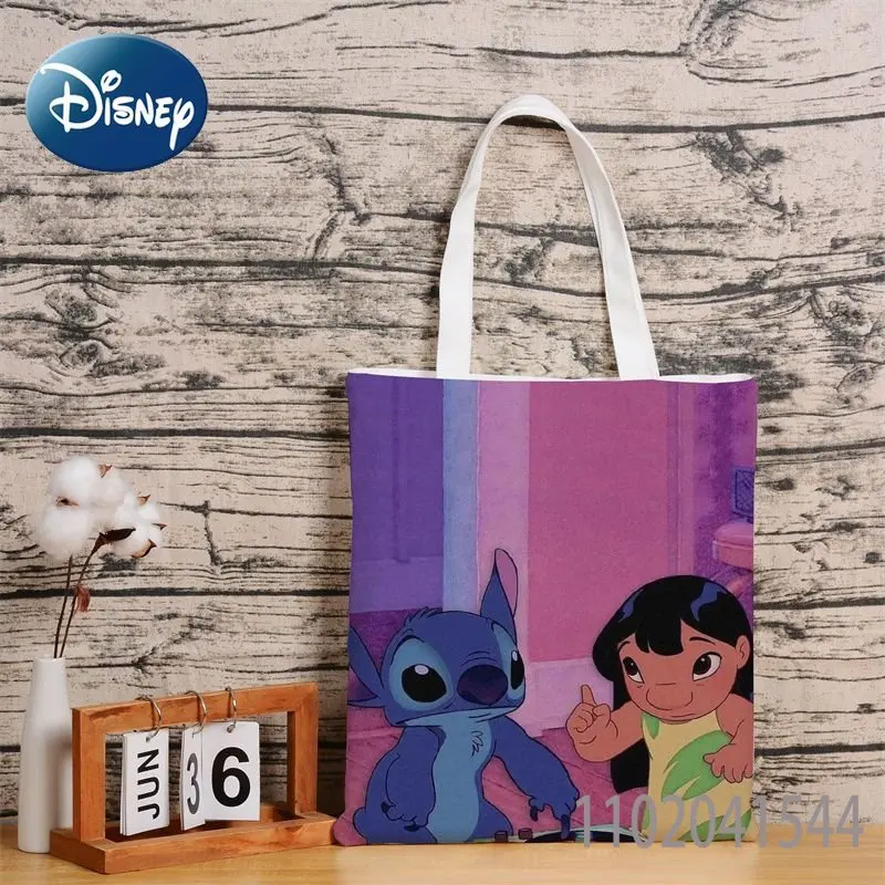 Disney Stitch Tote Canvas Handbag Student Large Capacity High Quality Durable Shopping Bag for Women Girls