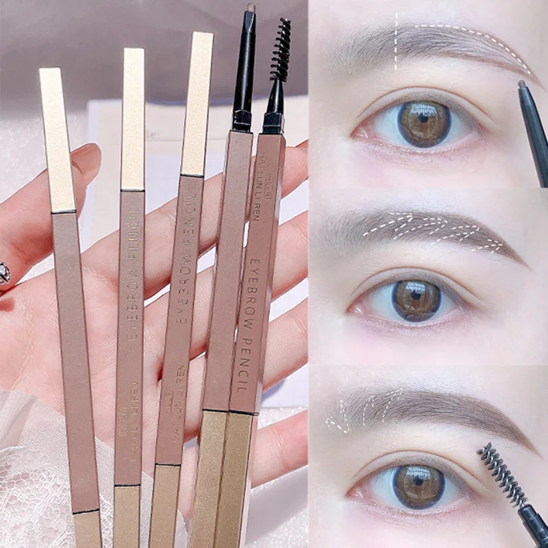 

Double Head Microblading Eyebrow Pencil Waterproof Lasting Coffee Brown Black Automatic Rotation Eyebrow Women Makeup Cosmetic
