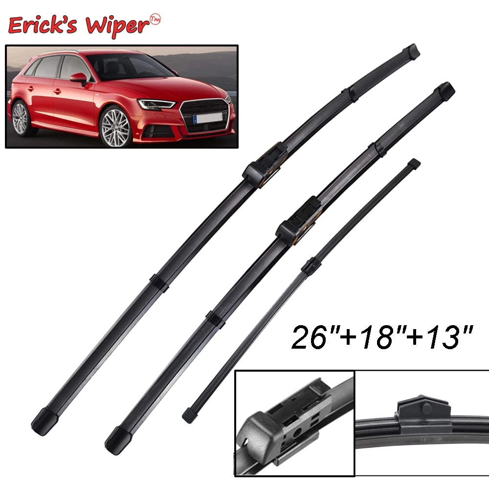 

Набор щёток стеклоочистителя Erick's LHD для Audi A3 S3, 8 В, 2012 - 2020 дюйма, 26 + 18 + 13 дюймов