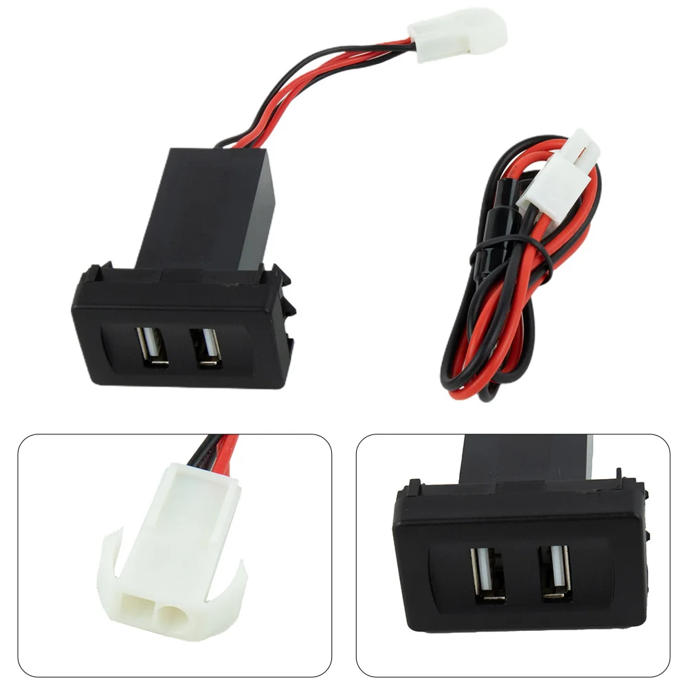 Auto Dual USB Port Charging Car Charger Double Socket With Wiring Harness For Transport T4 12-24V Car Interior Replacement Parts