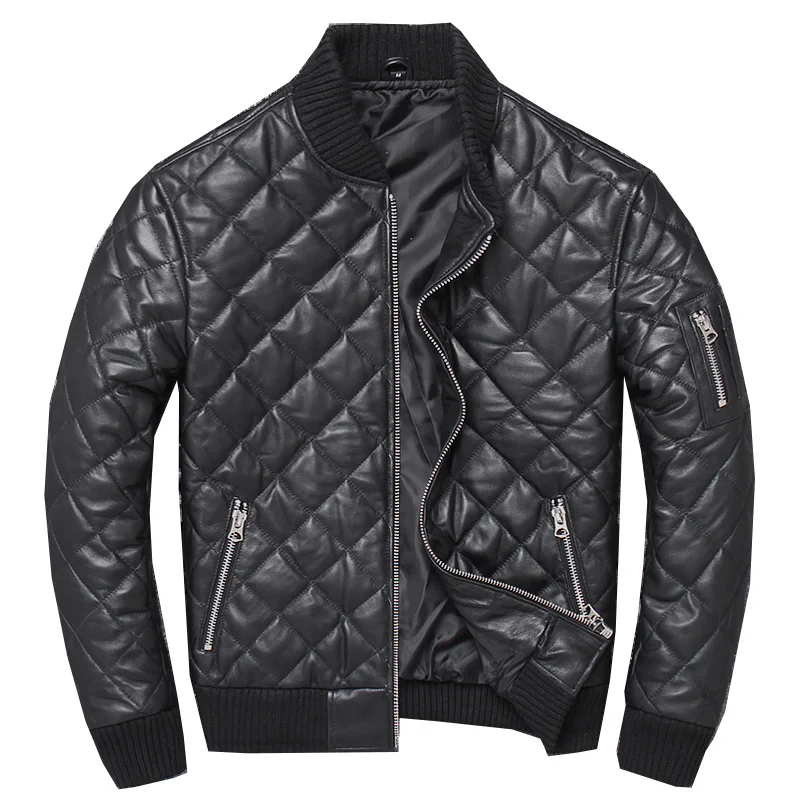 

Streetwear Winter Autumn 100% Real Leather Jacket Men Moto Biker Natural Sheepskin Coat Mens Genuine Leather Jackets