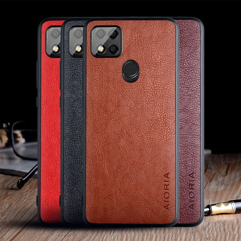 

Case for Xiaomi Redmi 9C NFC funda luxury Vintage Leather skin capa soft tpu phone cover for xiaomi redmi 9c case funda coque