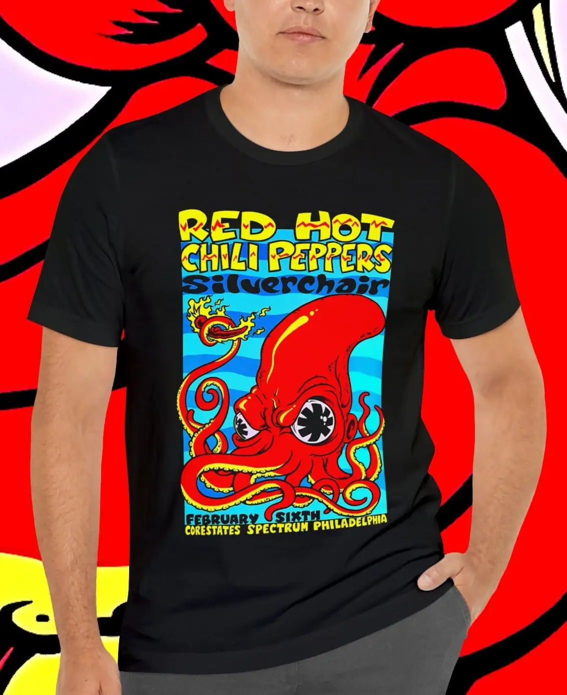 RHCP Red Hot Chilis Концертная футболка Популярная рок-группа Филадельфия Музыка Событие