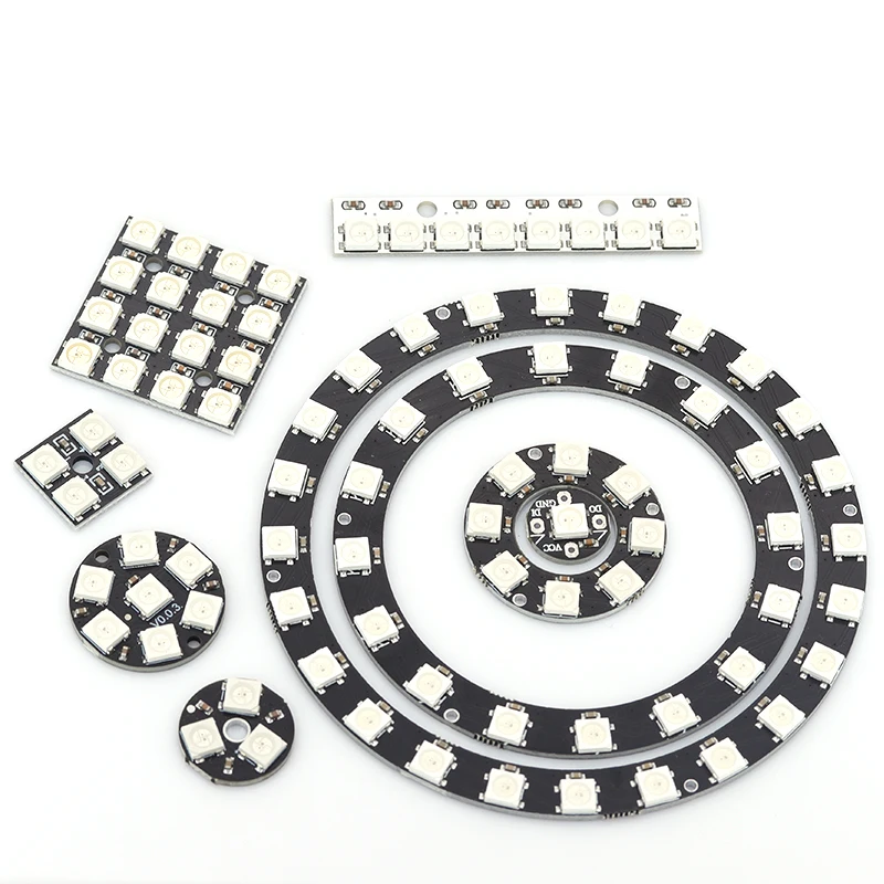 5 В 1 бит 3 4 7 8 9 12 16 24 32 64 WS2812 5050 RGB светодиодная кольцевая лампа + встроенные драйверы
