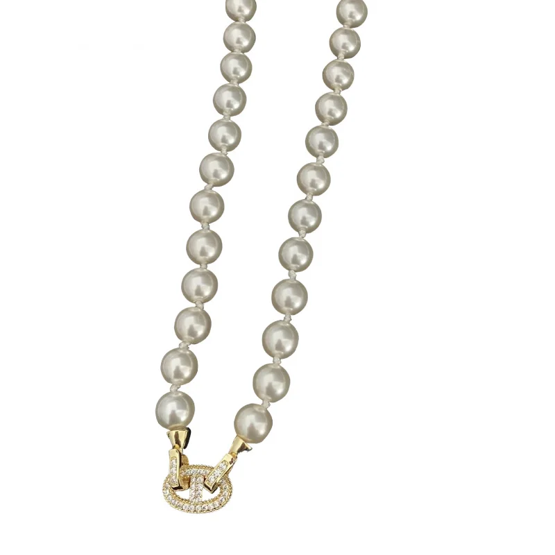 New Shijia Circle Silver Gray Pearl Sweater Chain Women's High-Grade Long Fashion All-Match Light Luxury Temperament