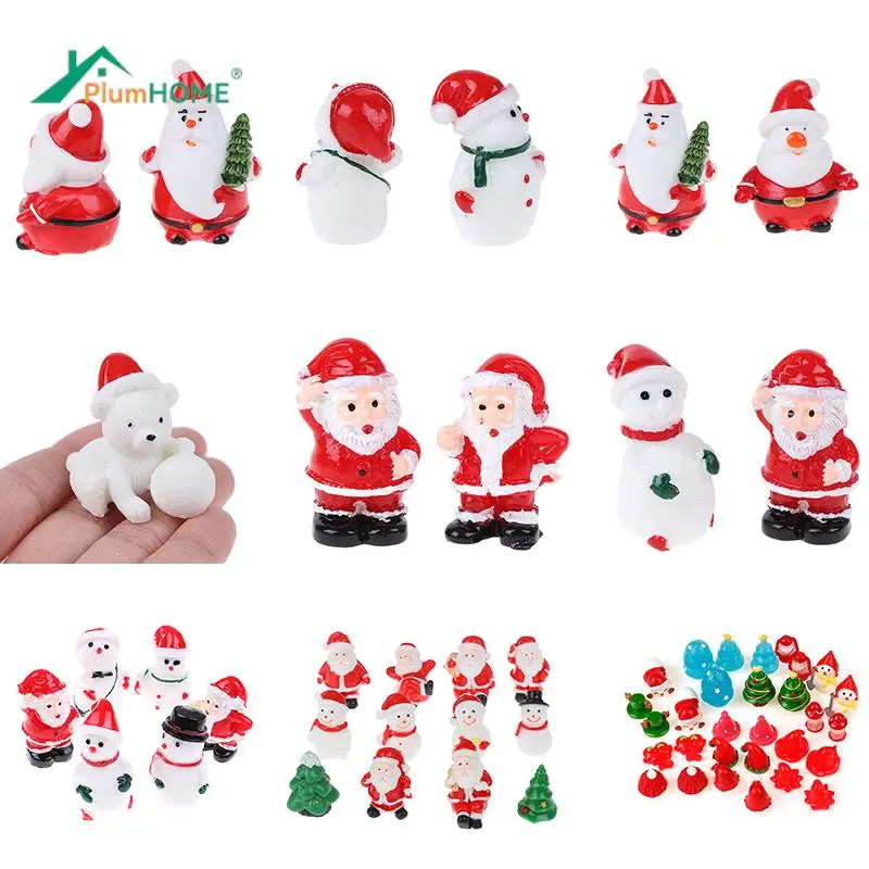 

1Pc Multi Styles Miniature Santa Claus Snowman Deer Fairy Miniatures Figurines Resin Home Decoration Mini Christmas Decoration