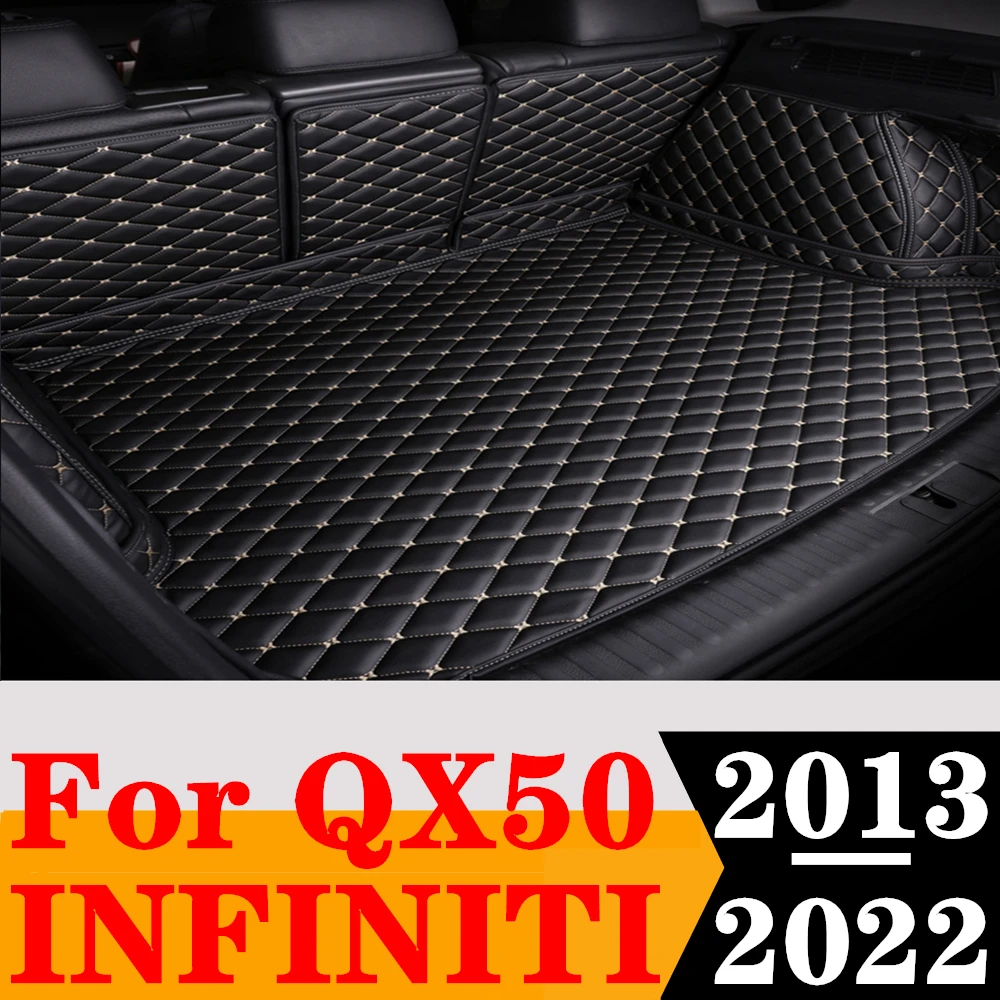 

Sinjayer Waterproof Highly Covered Car Trunk Mat Tail Boot Pad Carpet High Side Rear Cargo Liner For Infiniti QX50 2013 14-2022