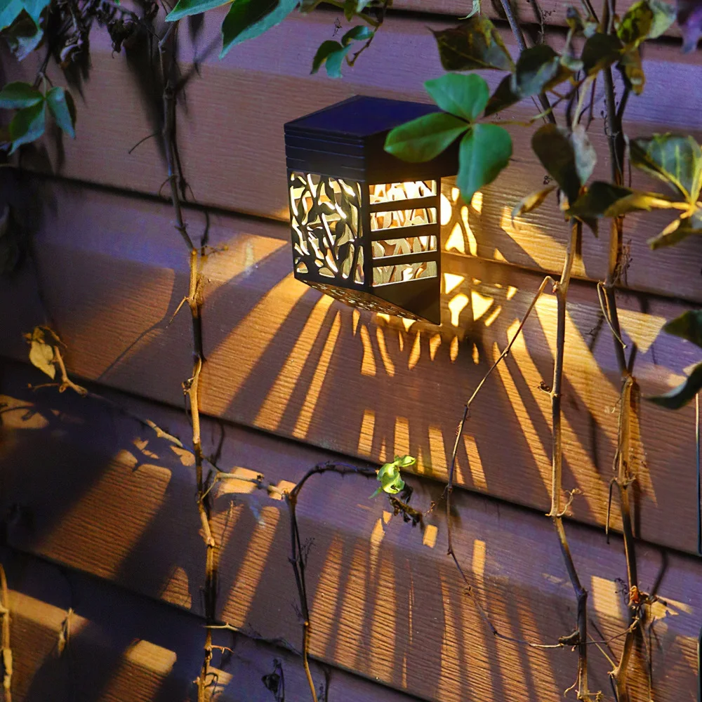 

Solar Wall Mounted Hollow Lights Garden Solar Powered Home Yard Outdoor Waterproof Pathway Decorative Fence Villa Landscape Lamp
