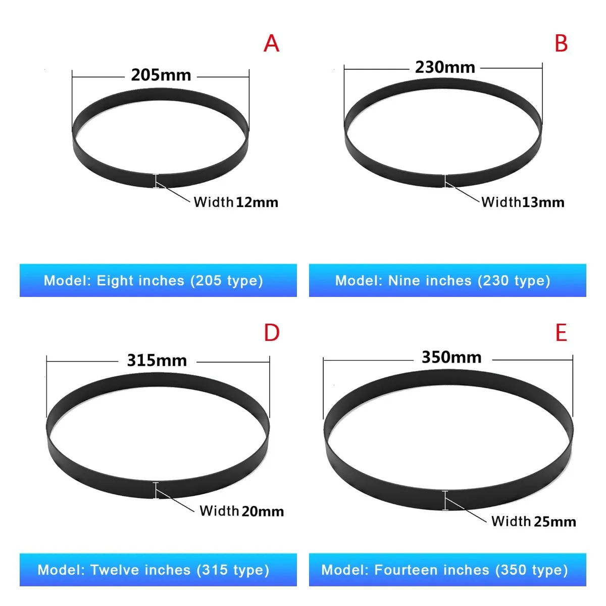Black Bandsaw Bands Rubber Tire Woodworking Tools Spare Parts For 8 Inch 9 Inch 10 Inch 12 Inch 14 Inch Band Saw Scroll Wheels