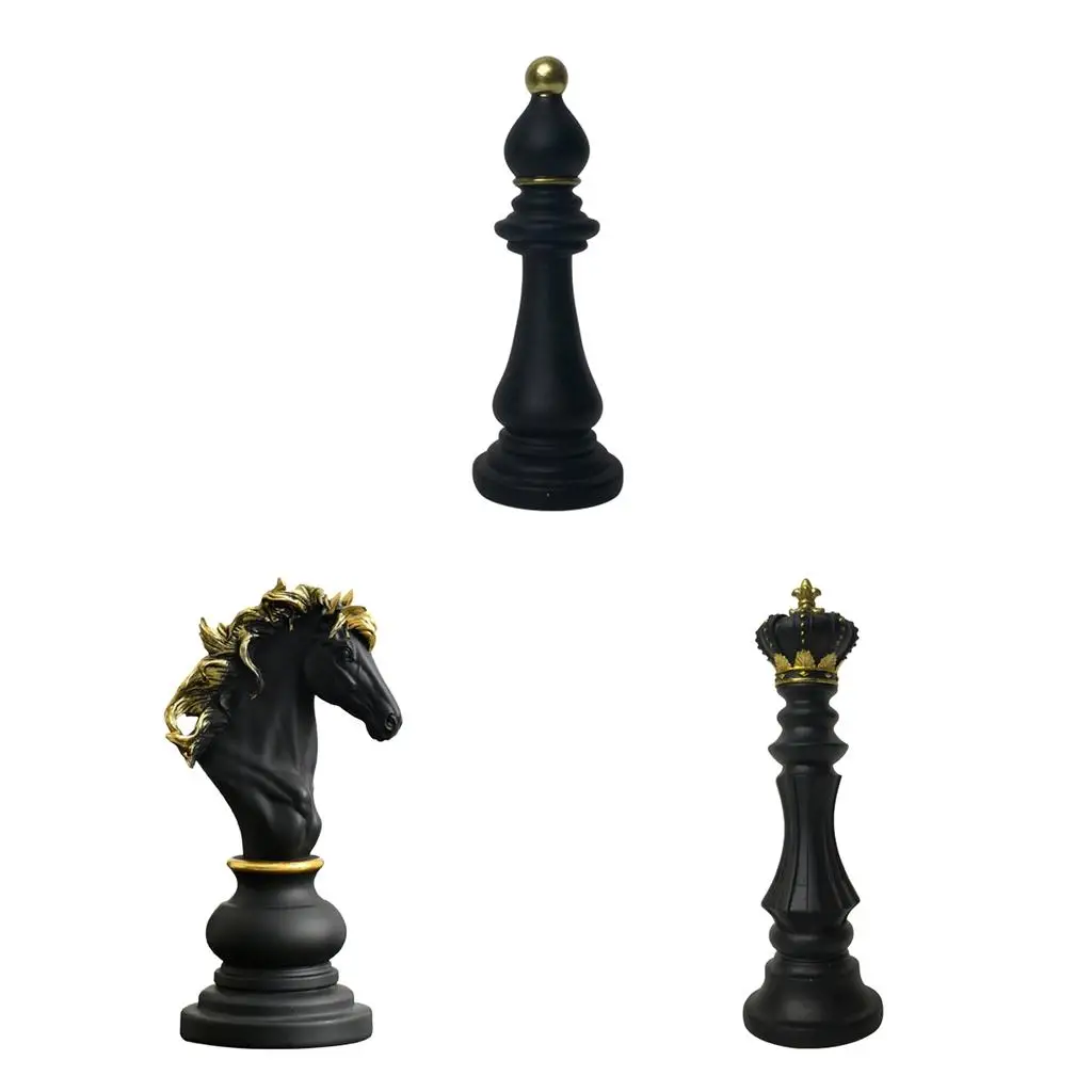 

3pcs Resin Chess Pieces Statue Ornaments Delicacy Modern Figurine Collectible Office Wine Cabinet Gift