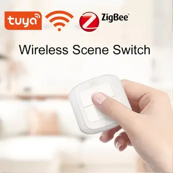 Tuya WiFi/Zigbee Smart Wireless Switch Push Button Controller 2Gang Smart Controller Automation Scenario Smart Home Gadget 2