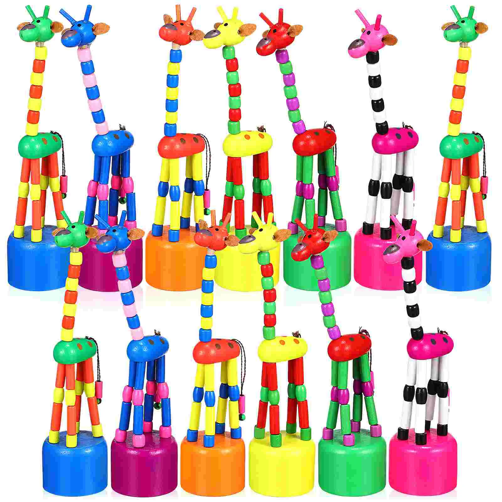 

15 Pcs Puzzle Toys Blocks Giraffe Figurine Desk Figures Model Decoration Home Wood Animal Toddler