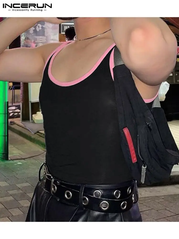 

Новый сексуальный мужской жилет, жилет контрастных цветов с прострочкой по краям, повседневный хорошо облегающий мужской жилет без рукавов...