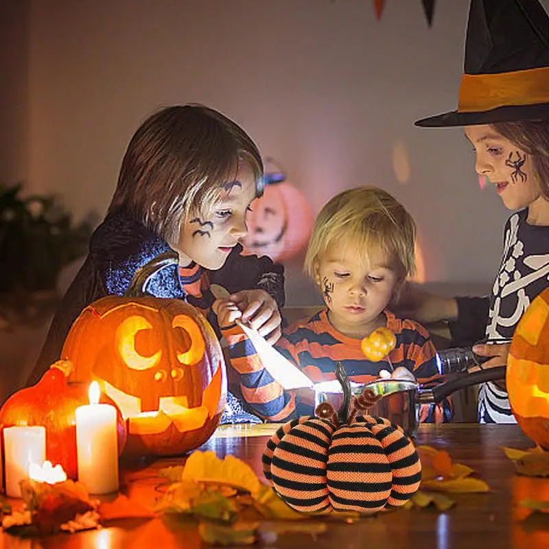 Плюшевая мягкая и пушистая набивная тыква Декор полосатые плюши на Хэллоуин